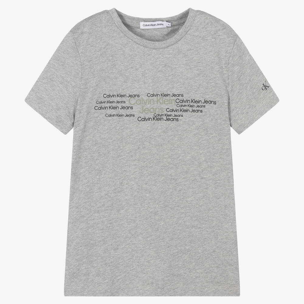 Calvin Klein Jeans Boys Grey Cotton T Shirt Childrensalon Outlet