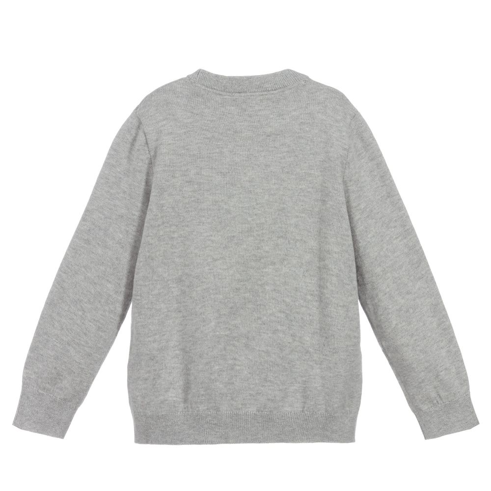 Calvin Klein Jeans Boys Grey Knitted Logo Sweater