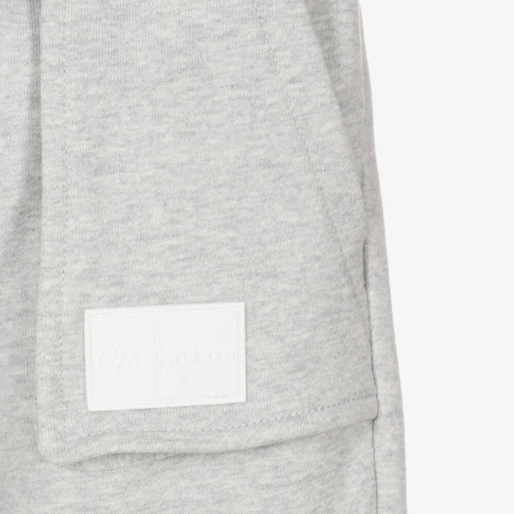 Calvin Klein-Boys Grey Marl Utility Joggers  | Childrensalon Outlet