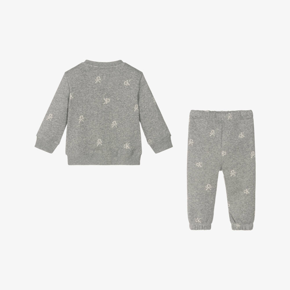 Calvin Klein-Boys Grey Organic Cotton Tracksuit | Childrensalon Outlet