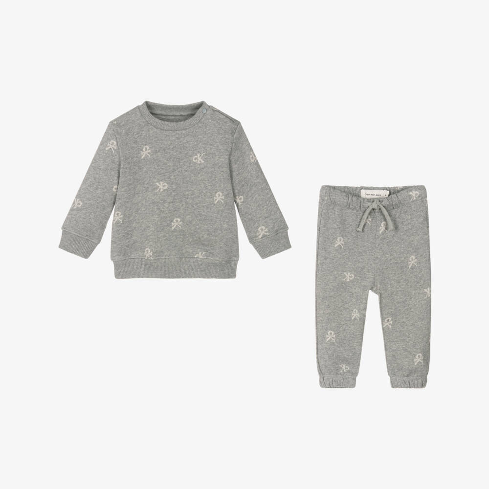 Calvin Klein-Boys Grey Organic Cotton Tracksuit | Childrensalon Outlet