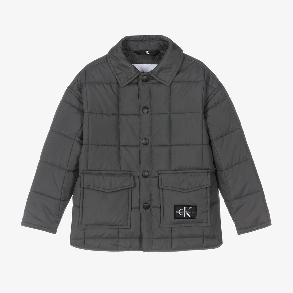 Calvin Klein-Boys Grey Quilted Padded Jacket | Childrensalon Outlet