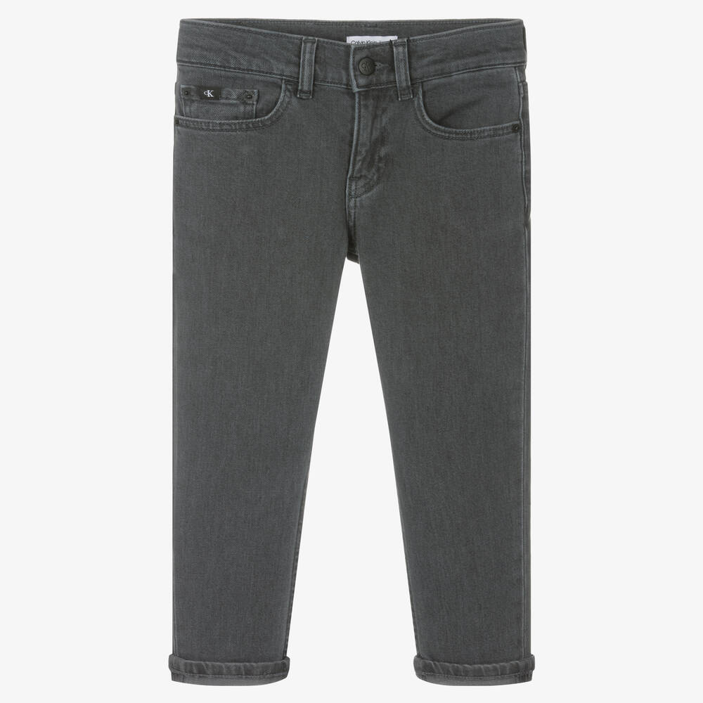 Calvin Klein-جينز قطن دنيم لون رمادي للأولاد | Childrensalon Outlet