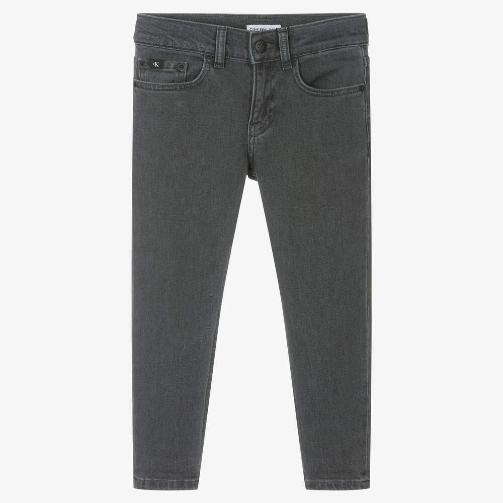 Calvin Klein-جينز قطن دنيم لون رمادي للأولاد | Childrensalon Outlet