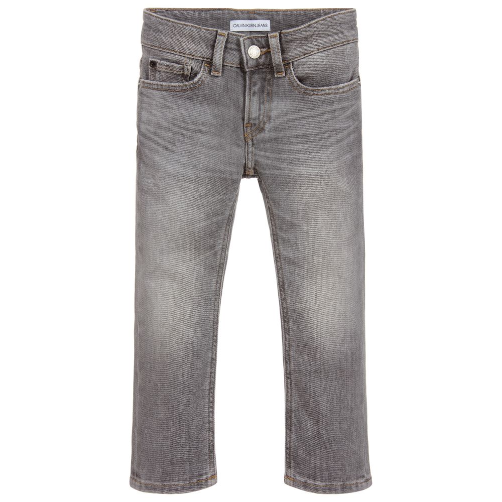 Calvin Klein Jeans - Boys Grey Slim-Fit Denim Jeans | Childrensalon Outlet