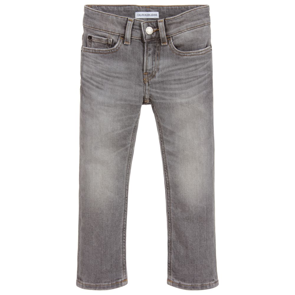 Calvin Klein Jeans - Boys Grey Slim-Fit Denim Jeans | Childrensalon