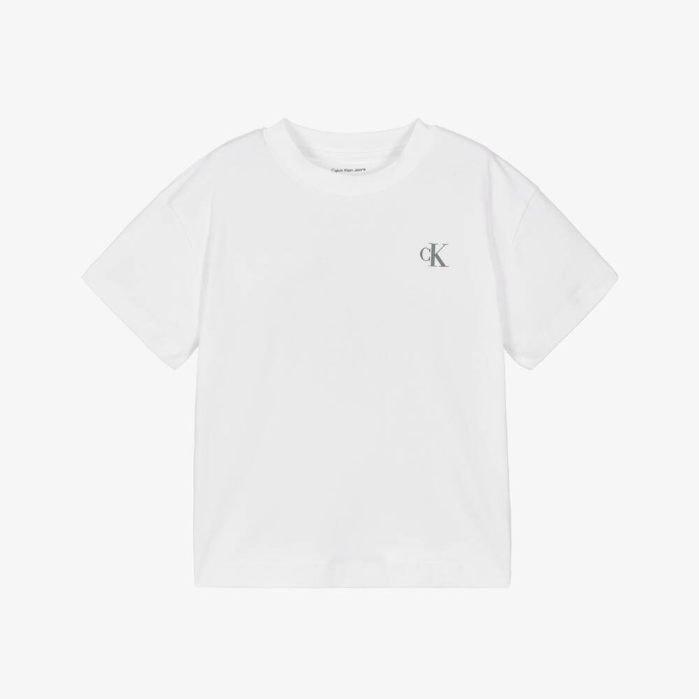 Calvin Klein-Boys Holiday Graphic White Tee | Childrensalon Outlet