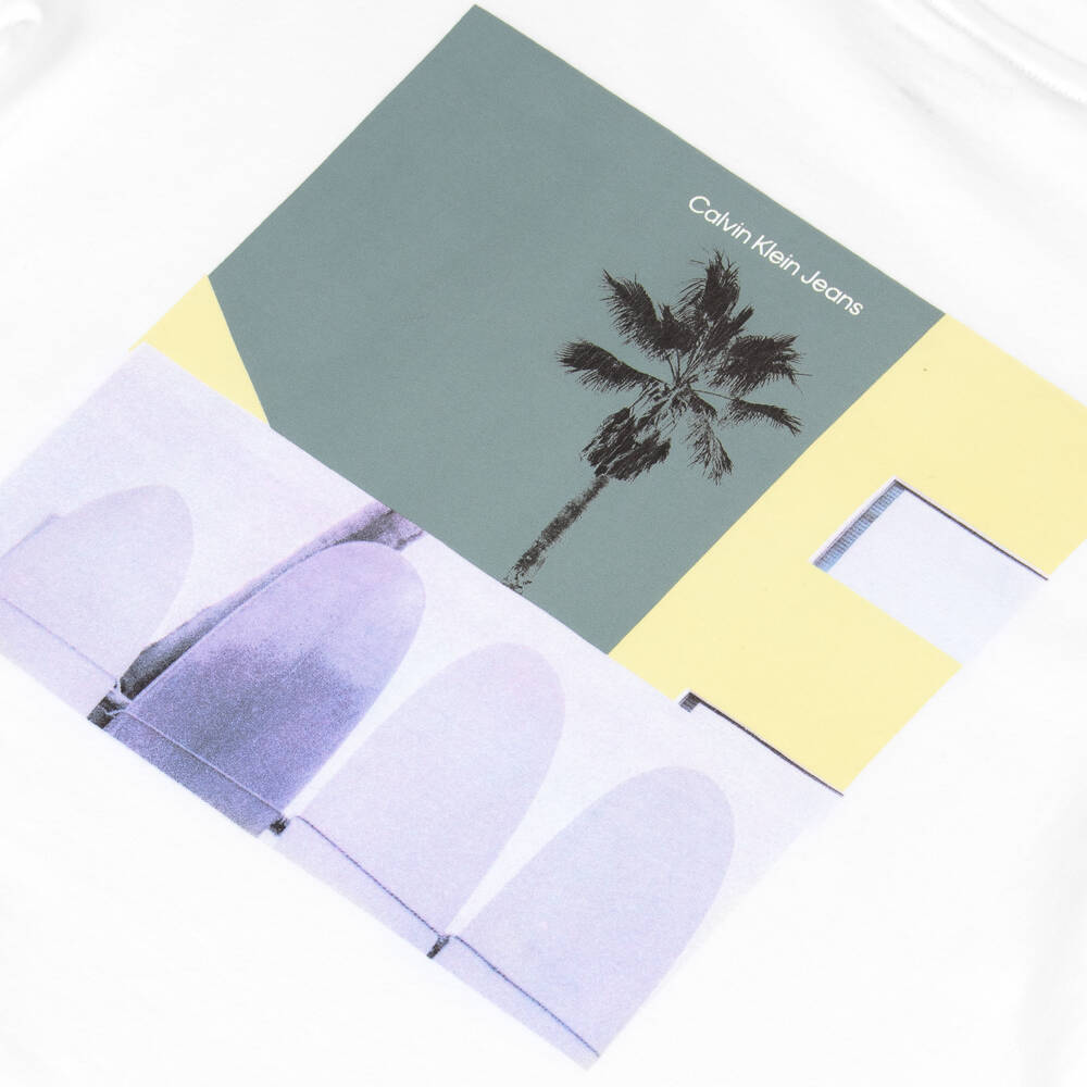 Calvin Klein-Boys Holiday Graphic White Tee | Childrensalon Outlet