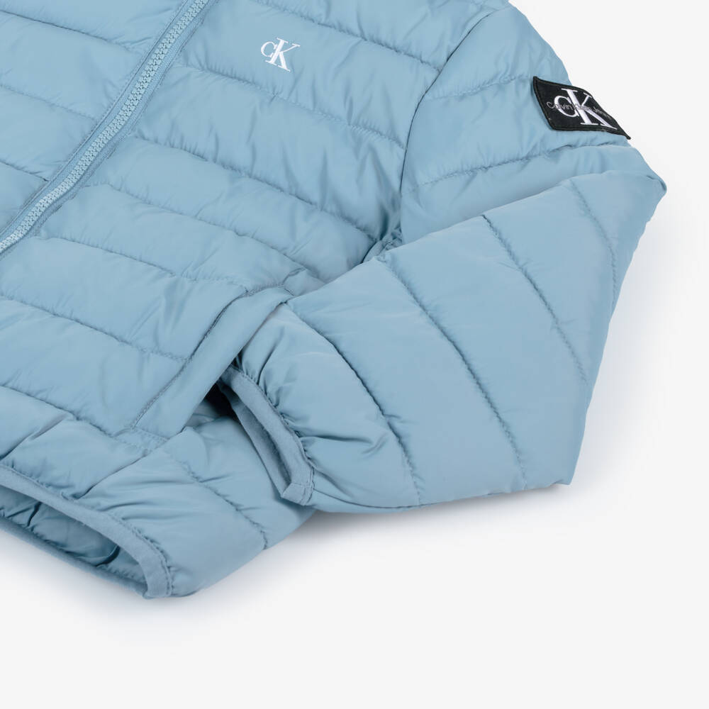 Calvin Klein-Boys Hooded Blue Puffer Coat | Childrensalon Outlet