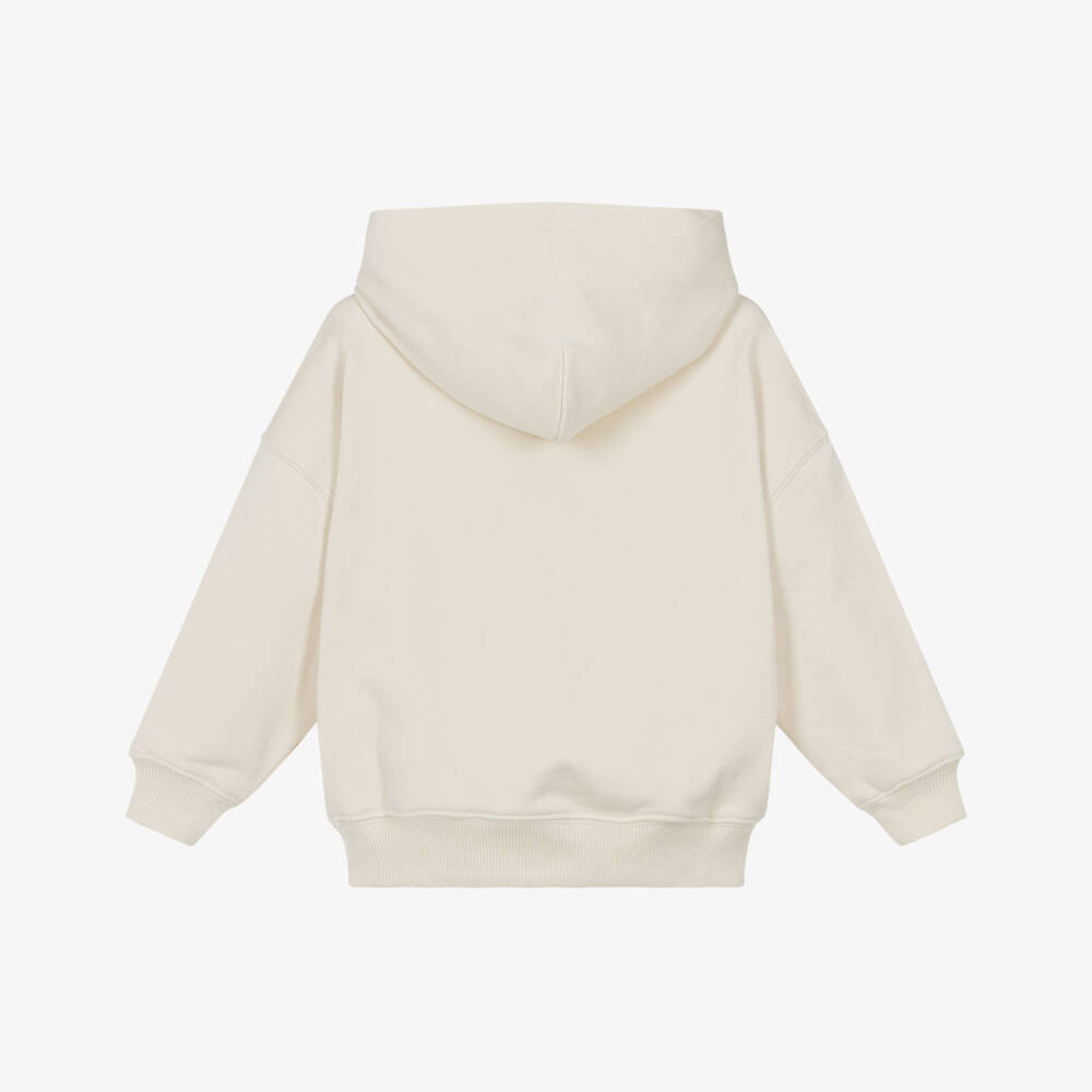 Calvin Klein-Boys Ivory Cotton Monogram Logo Hoodie | Childrensalon Outlet