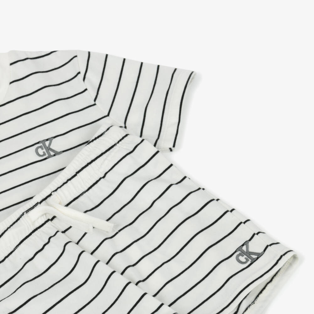 Calvin Klein-Boys Ivory & Ebony Stripe Ensemble | Childrensalon Outlet
