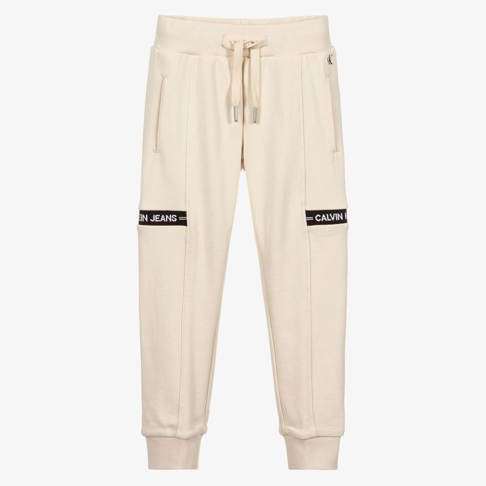 Calvin Klein Jeans Boys Ivory Logo Joggers Childrensalon Outlet