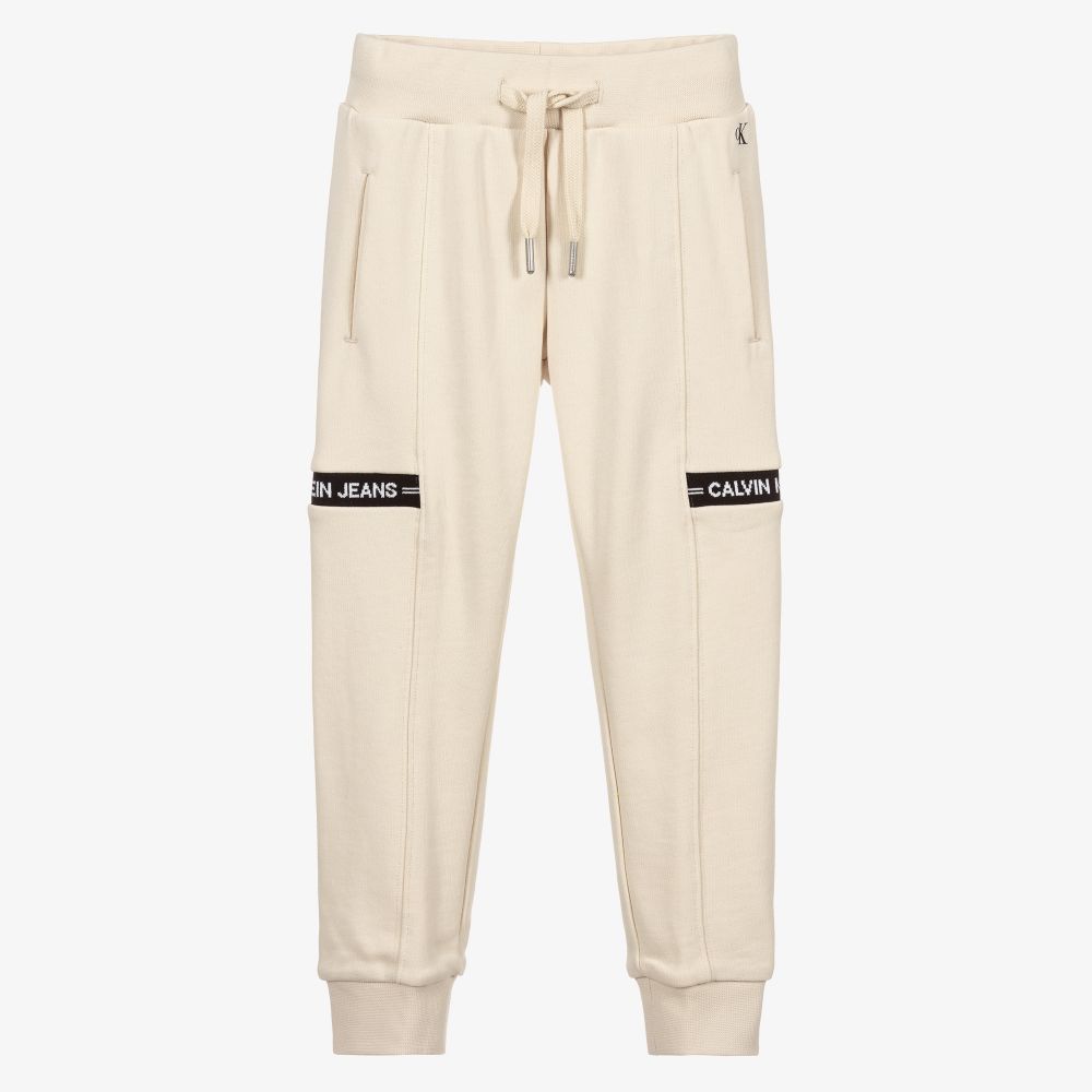 Calvin Klein Jeans - Boys Ivory Logo Joggers | Childrensalon