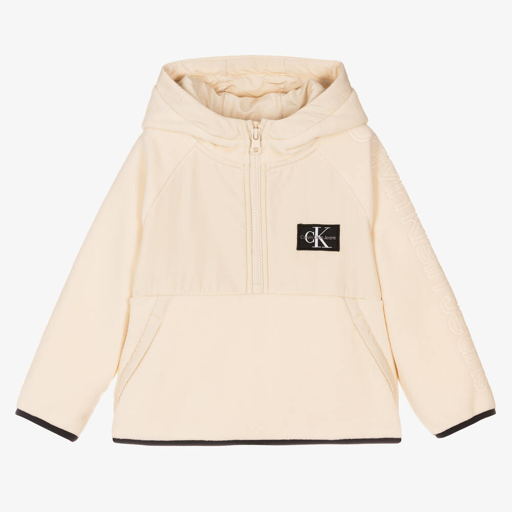 Calvin Klein Jeans - Polarfleece-Kapuzenpulli elfenbein | Childrensalon