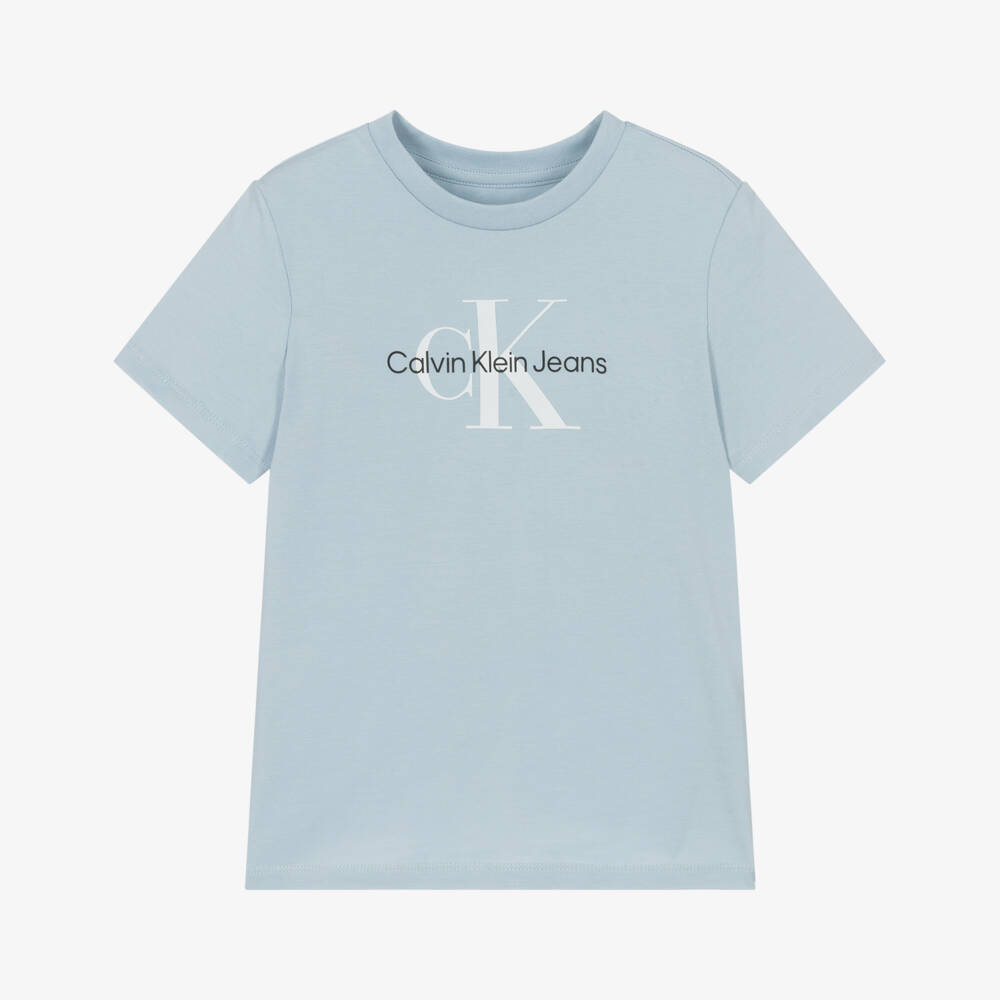 Calvin Klein-تيشيرت أزرق فاتح بشعار للأولاد | Childrensalon Outlet