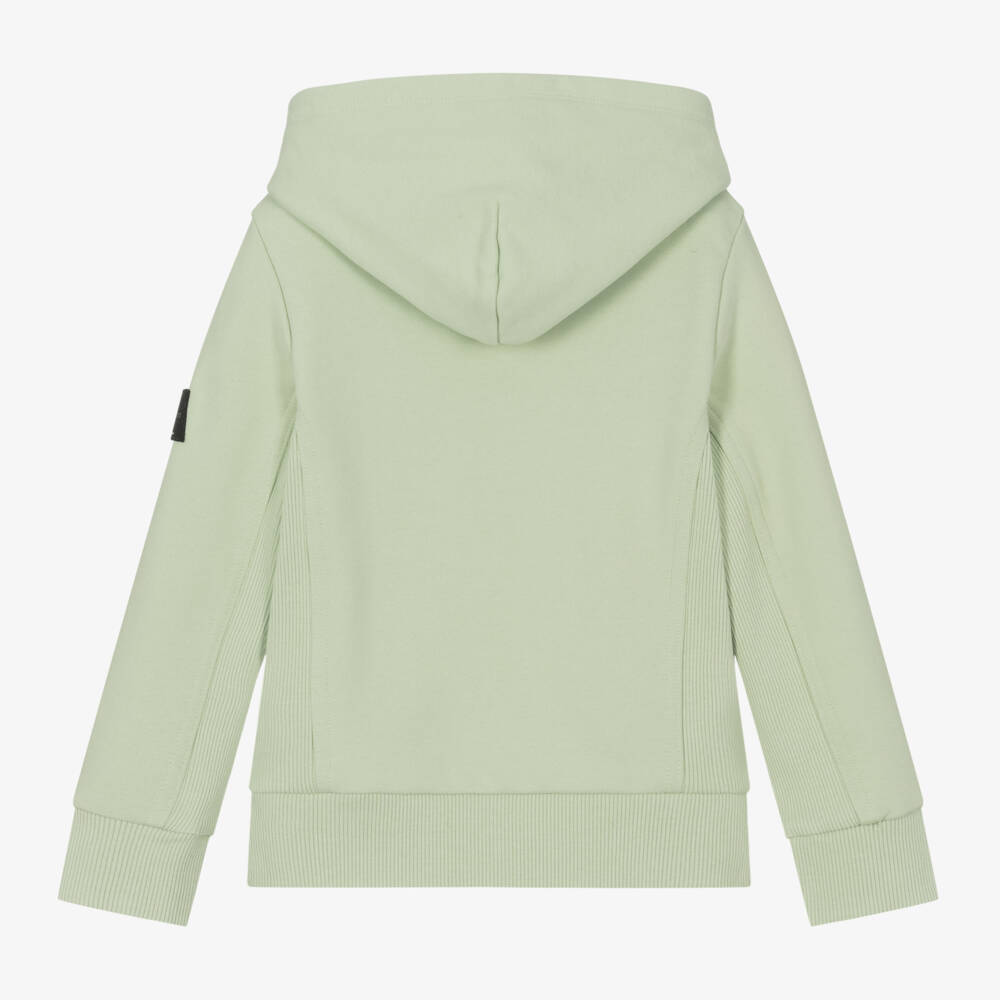 Calvin Klein-Boys Light Green Cotton Hoodie | Childrensalon Outlet