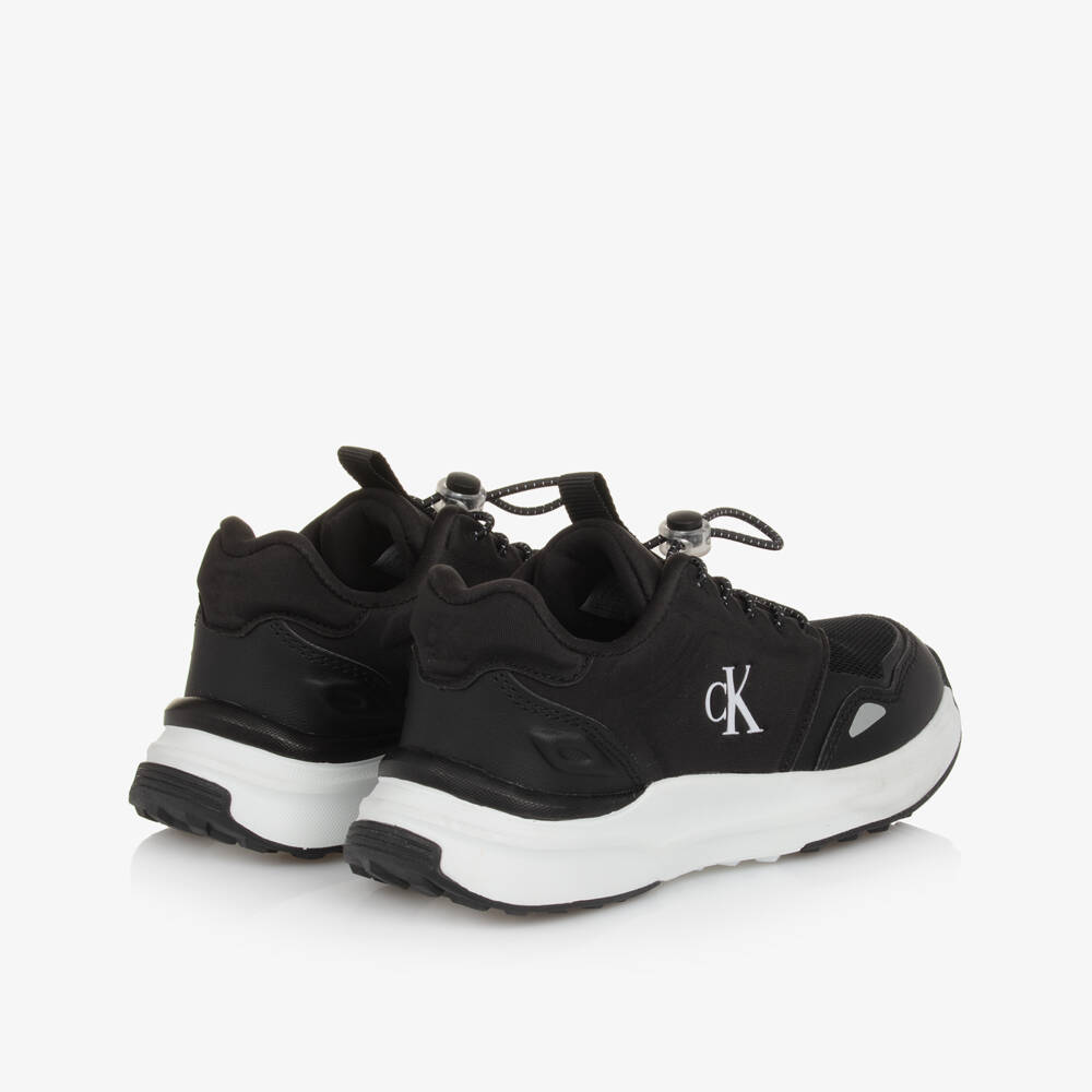 Calvin Klein-Boys Monogrammed Black Lace-Up Sneakers | Childrensalon Outlet