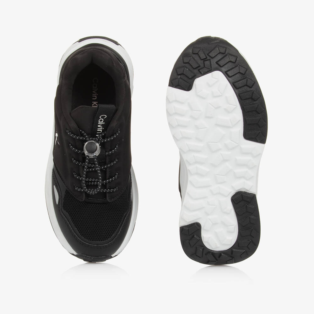 Calvin Klein-Boys Monogrammed Black Lace-Up Sneakers | Childrensalon Outlet