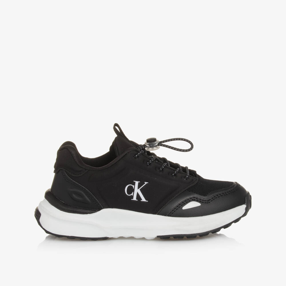 Calvin Klein-Boys Monogrammed Black Lace-Up Sneakers | Childrensalon Outlet