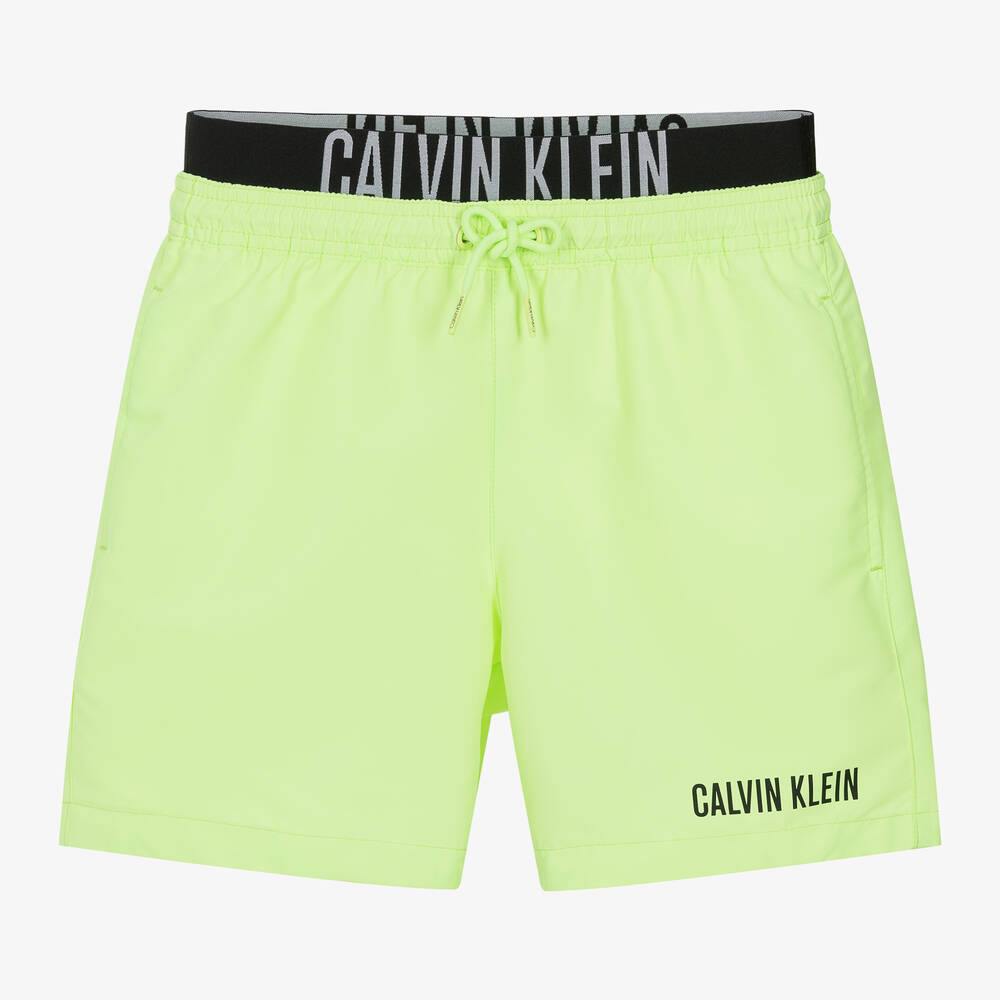 Calvin Klein Boys Neon Green Swim Shorts Childrensalon Outlet