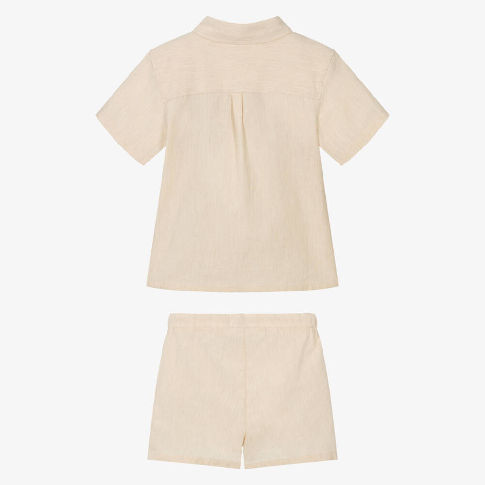Calvin Klein-Boys Neutral Beige Linen Ensemble | Childrensalon Outlet