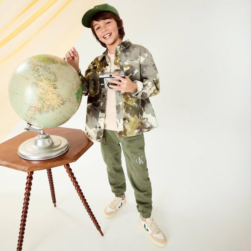 Calvin Klein-Boys Olive Cotton Adventure Pants | Childrensalon Outlet