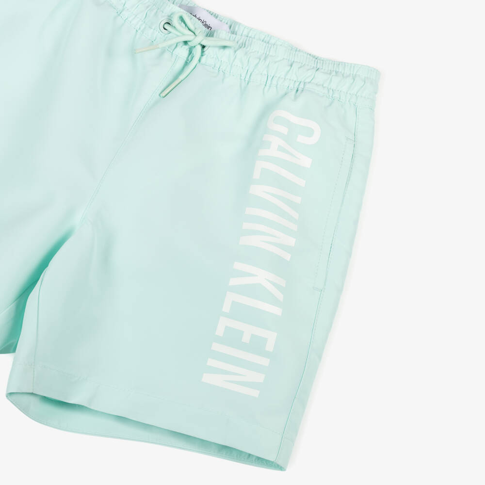 Calvin Klein-Boys Pale Green Logo Swim Shorts | Childrensalon Outlet