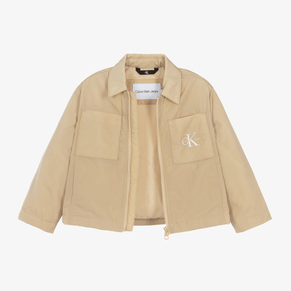 Calvin Klein-Boys Pale Khaki Zip Jacket | Childrensalon Outlet