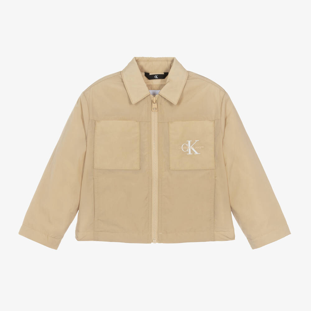 Calvin Klein-Boys Pale Khaki Zip Jacket | Childrensalon Outlet