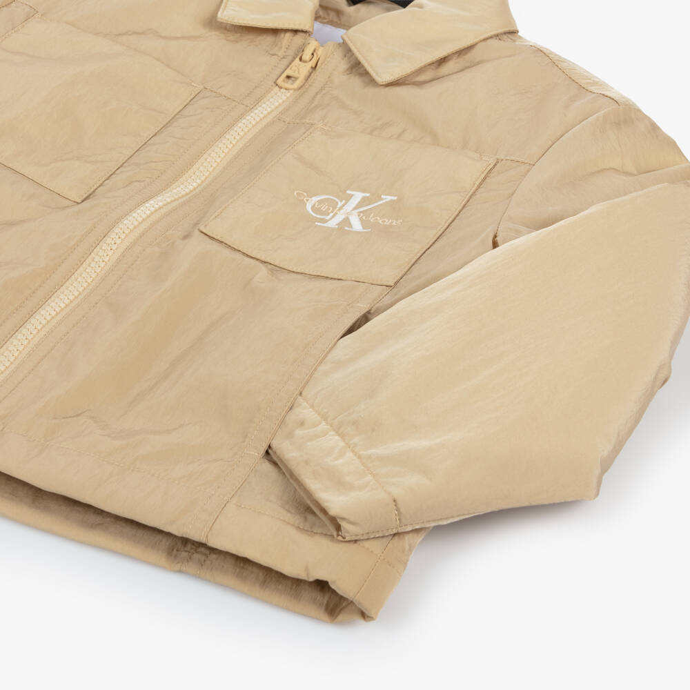 Calvin Klein-Boys Pale Khaki Zip Jacket | Childrensalon Outlet