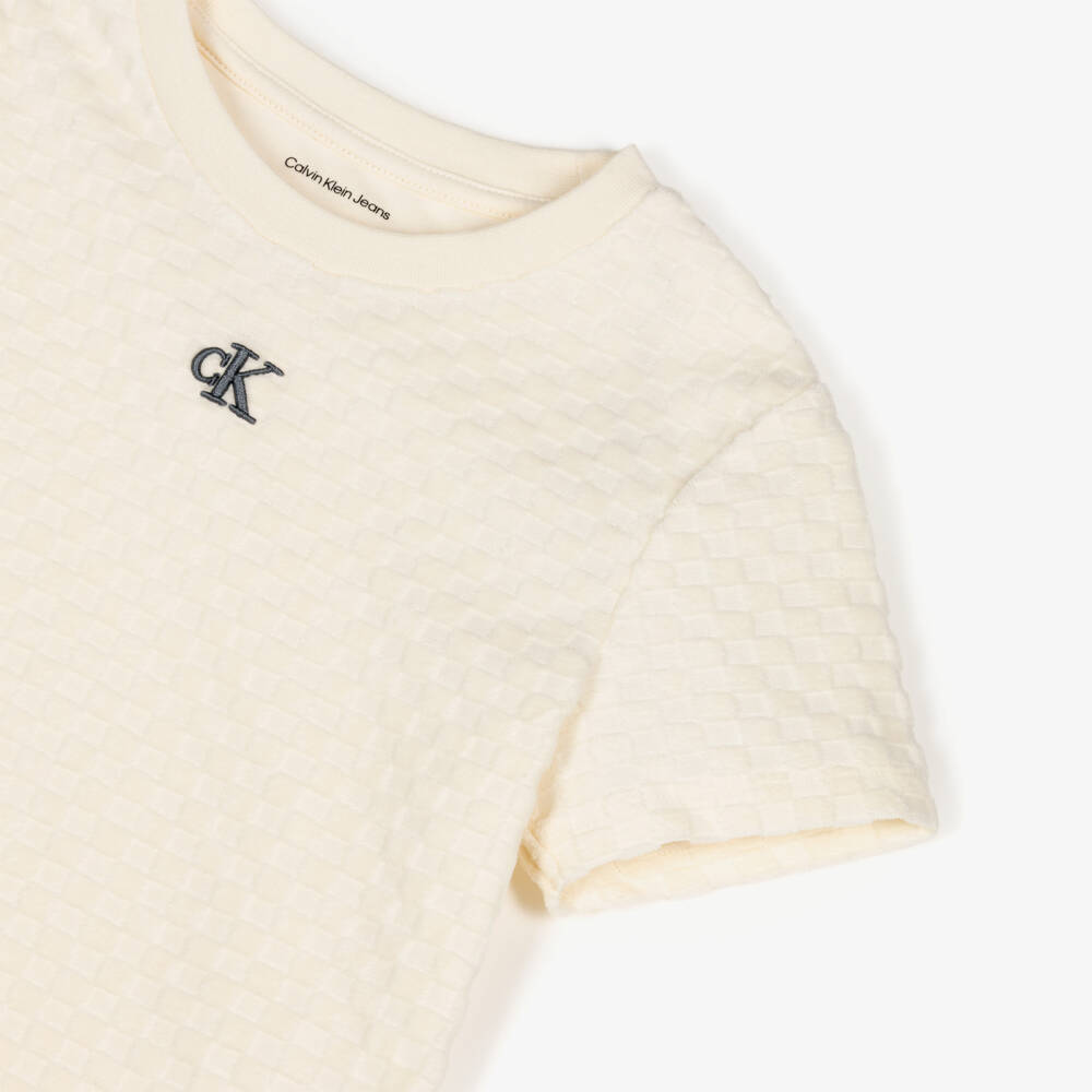 Calvin Klein-Boys Plush Ivory Shorts Ensemble | Childrensalon Outlet