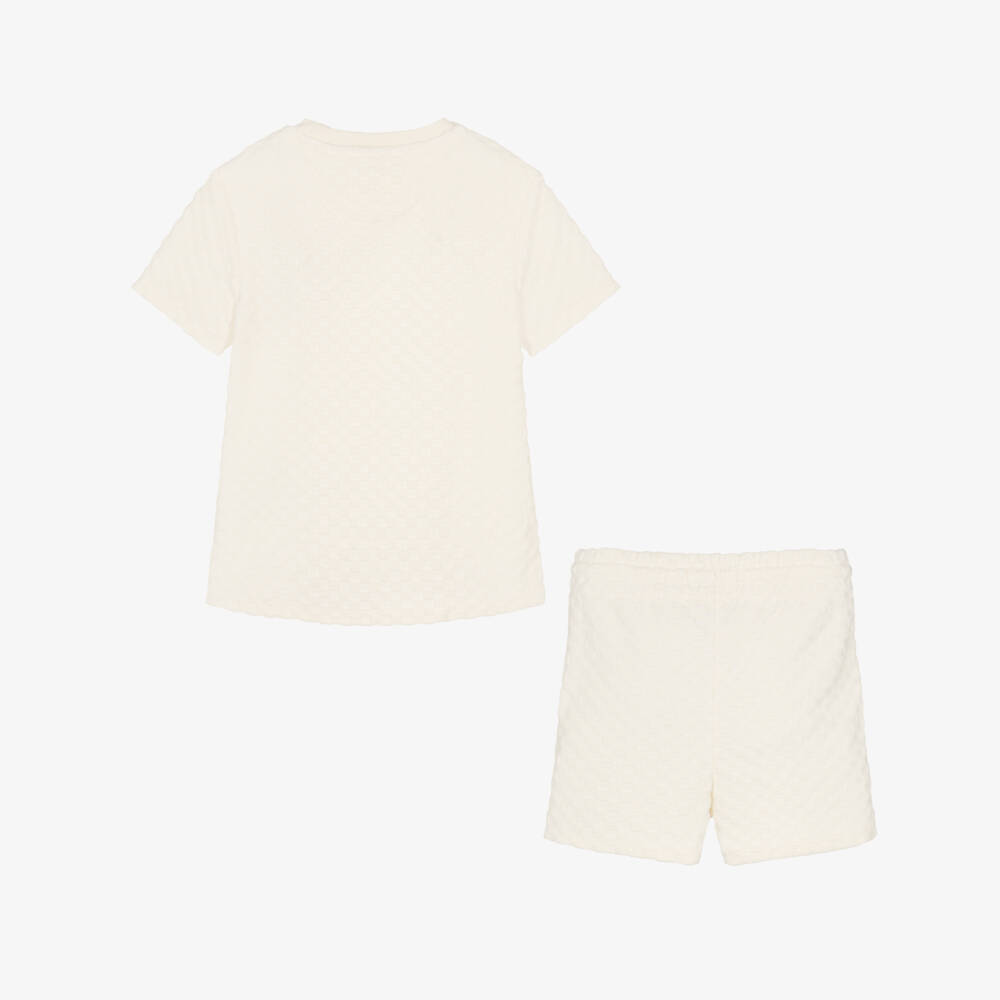 Calvin Klein-Boys Plush Ivory Shorts Ensemble | Childrensalon Outlet