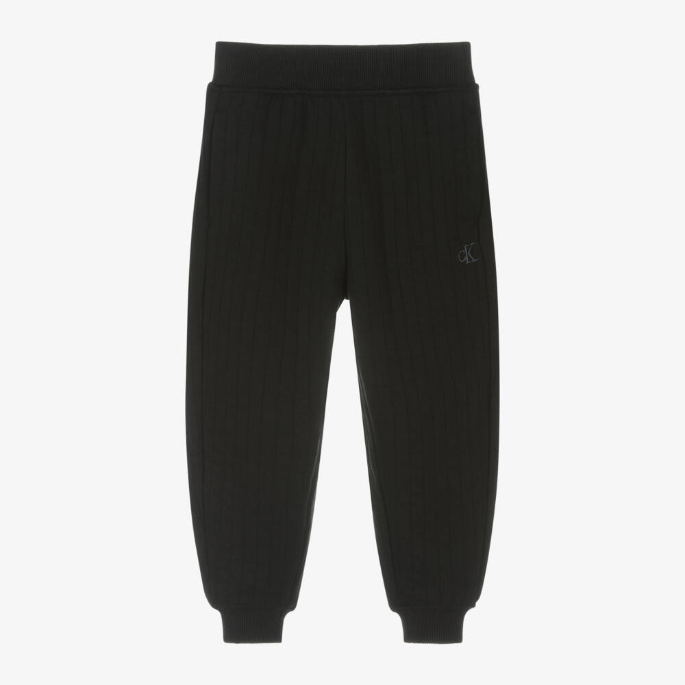 Calvin Klein-Boys Quilted Black Jersey Trousers | Childrensalon Outlet