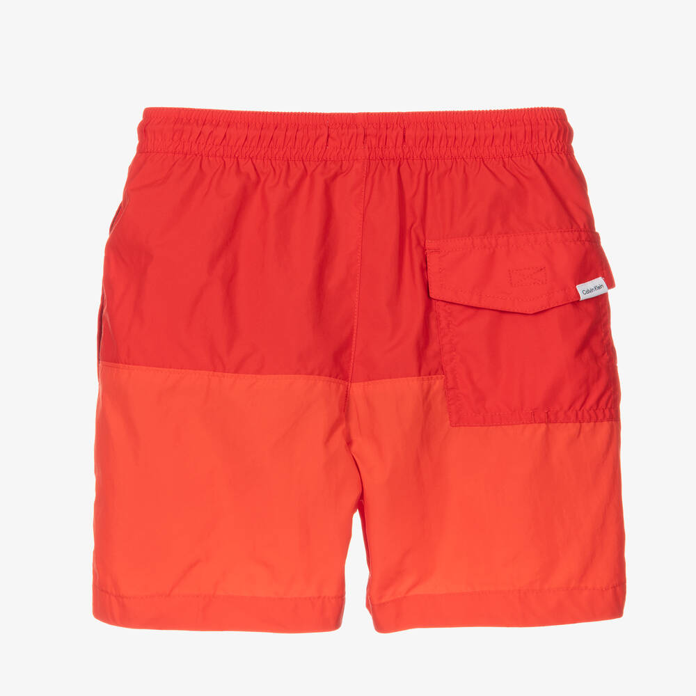 Calvin Klein Boys Red Logo Swim Shorts