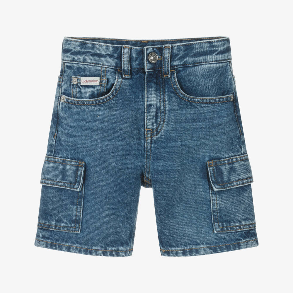 Calvin Klein-Boys Relaxed Fit Denim Cargo Shorts | Childrensalon Outlet