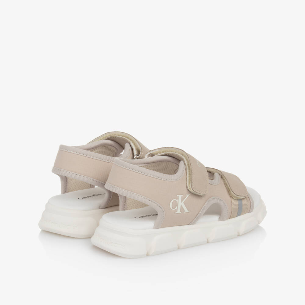 Calvin Klein-Boys Ripstop Beige Velcro Sandals | Childrensalon Outlet