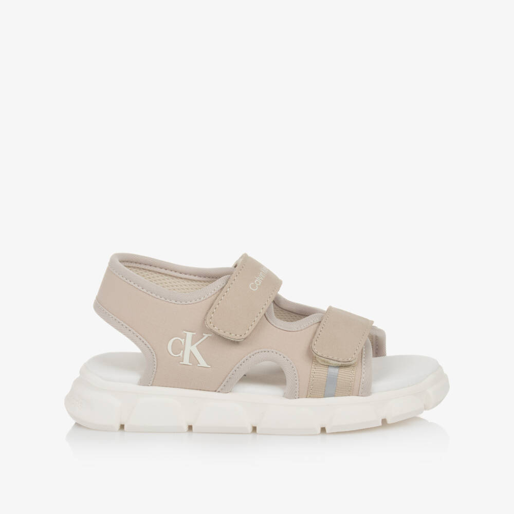 Calvin Klein-Boys Ripstop Beige Velcro Sandals | Childrensalon Outlet