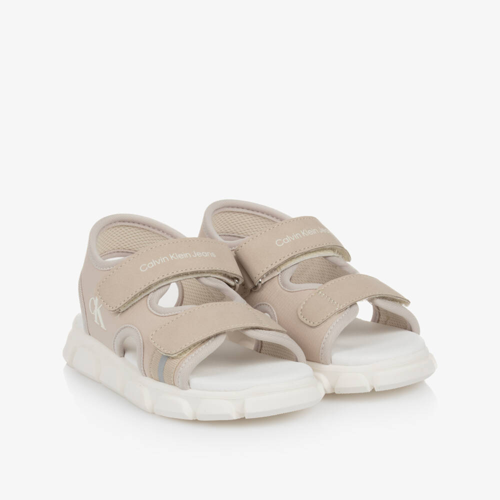 Calvin Klein-Boys Ripstop Beige Velcro Sandals | Childrensalon Outlet