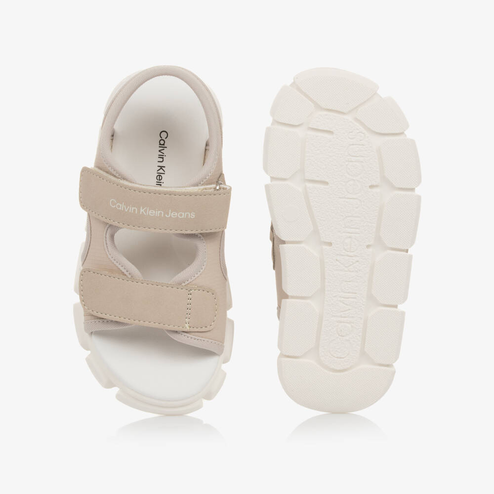 Calvin Klein-Boys Ripstop Beige Velcro Sandals | Childrensalon Outlet