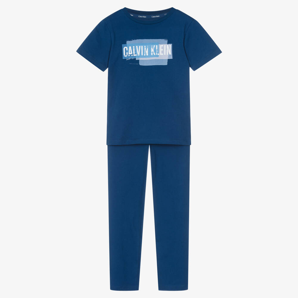 Calvin Klein - Boys Royal Blue Cotton Pyjamas | Childrensalon
