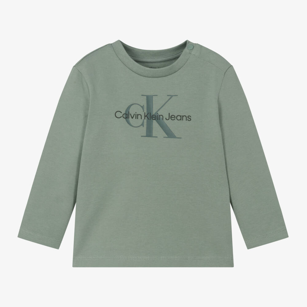 Calvin Klein-Boys Sage Cotton Long Sleeve Tee | Childrensalon Outlet