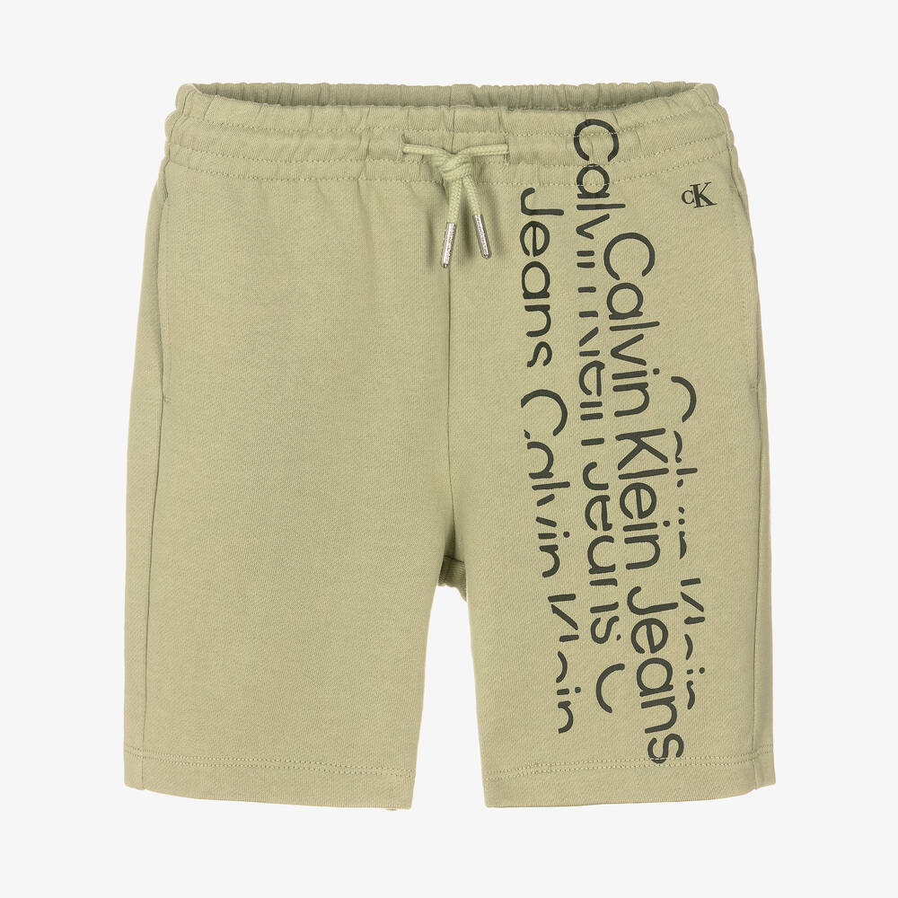 Calvin Klein Jeans - Short vert sauge en coton garçon | Childrensalon