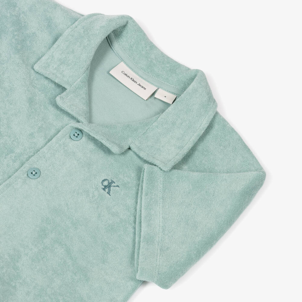 Calvin Klein-Boys Sea Green Towelling Top | Childrensalon Outlet