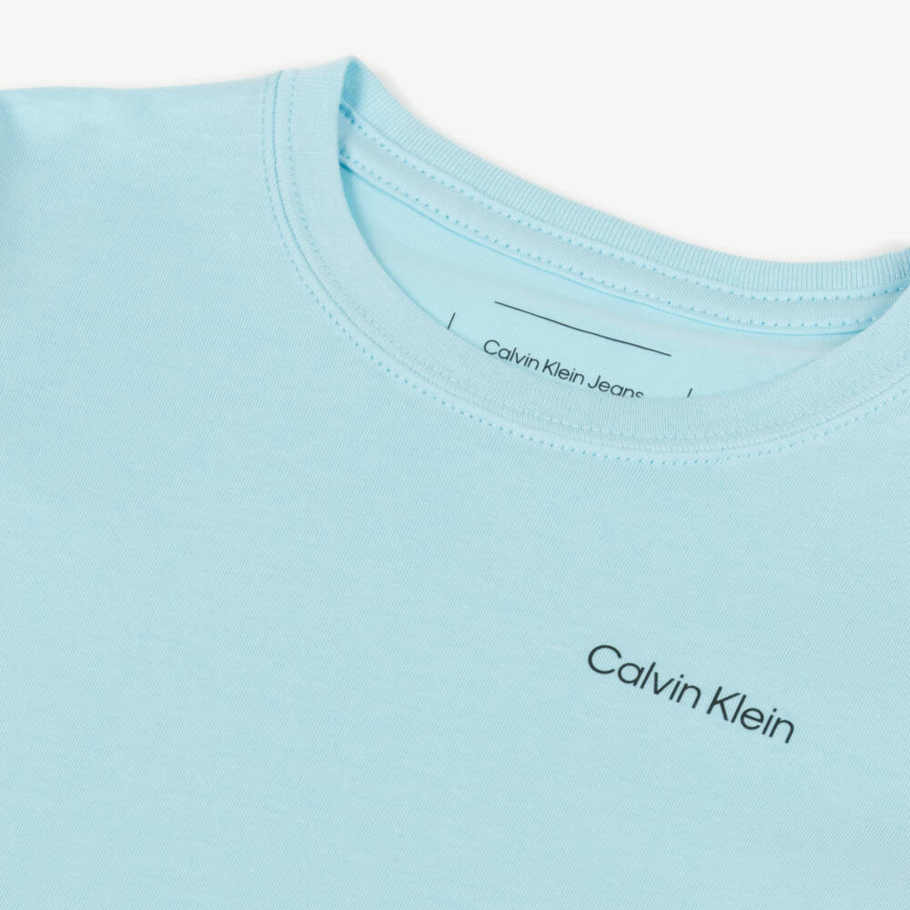 Calvin Klein-Boys Sky Blue Cotton Tee | Childrensalon Outlet