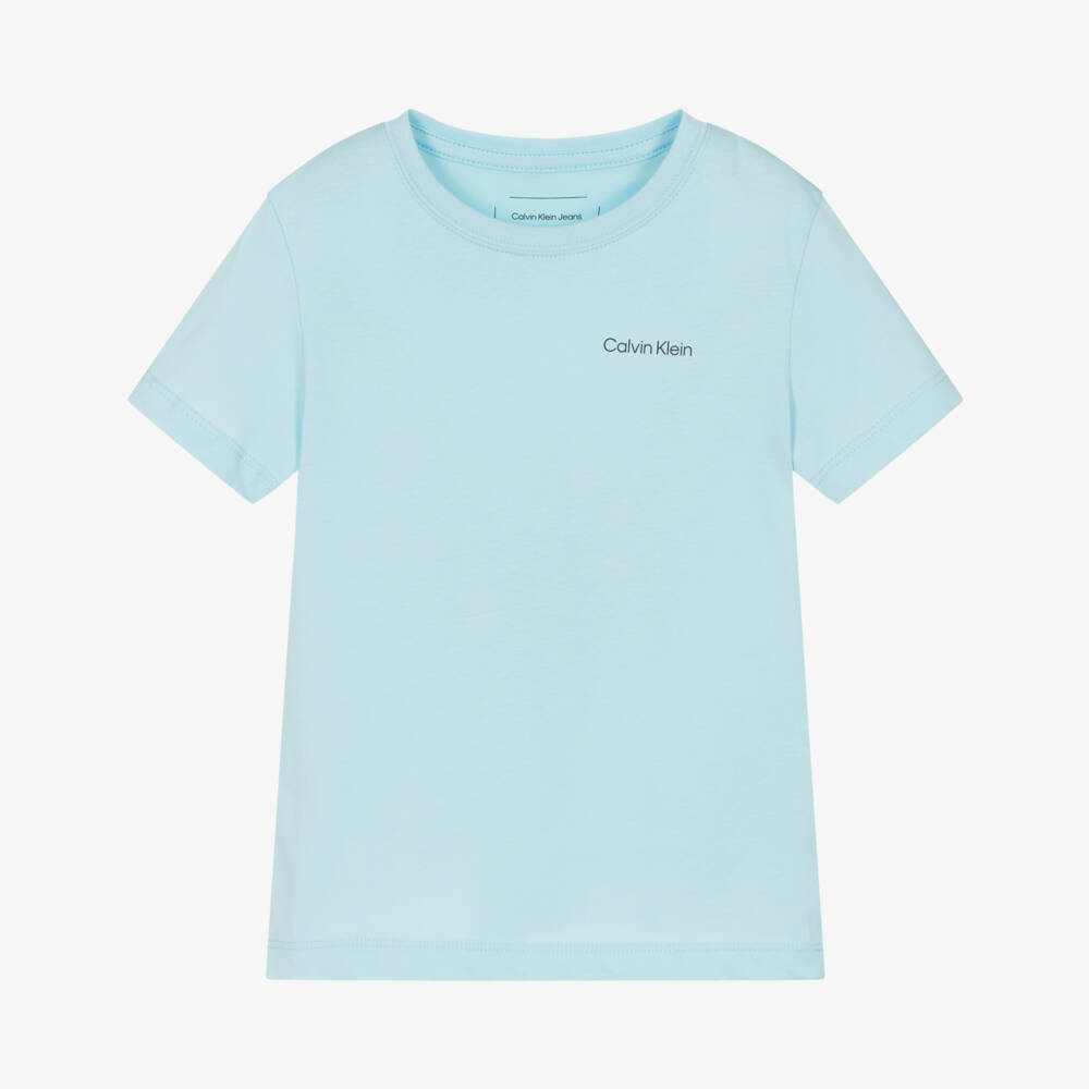 Calvin Klein-Boys Sky Blue Cotton Tee | Childrensalon Outlet