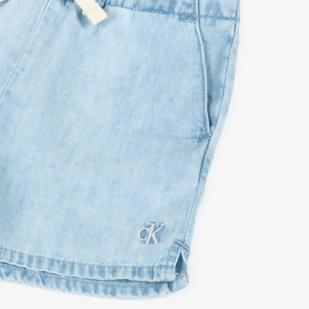 Calvin Klein-Boys Sky-Hued Denim Logo Shorts | Childrensalon Outlet