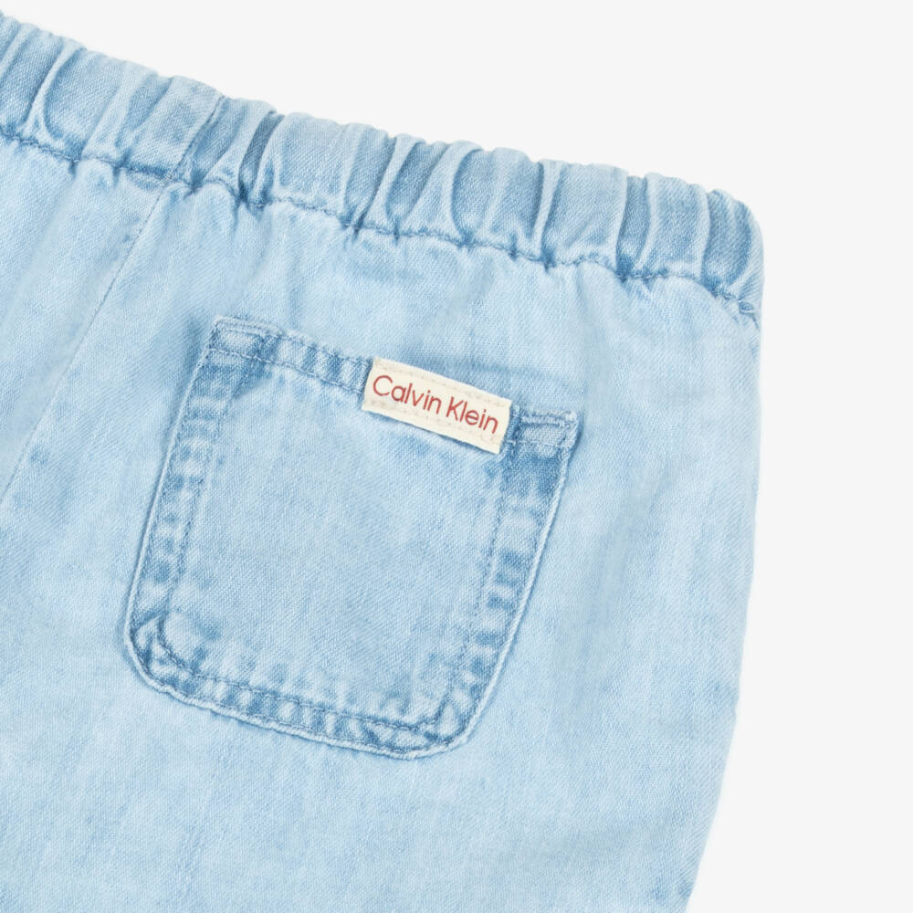 Calvin Klein-Boys Sky-Hued Denim Logo Shorts | Childrensalon Outlet