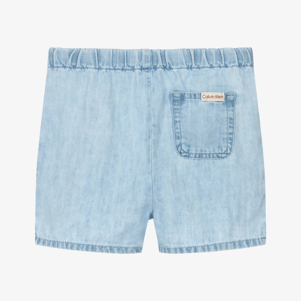 Calvin Klein-Boys Sky-Hued Denim Logo Shorts | Childrensalon Outlet