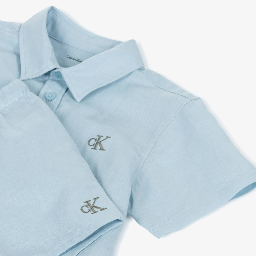 Calvin Klein-Boys Sky Linen-Blend Shorts Ensemble | Childrensalon Outlet