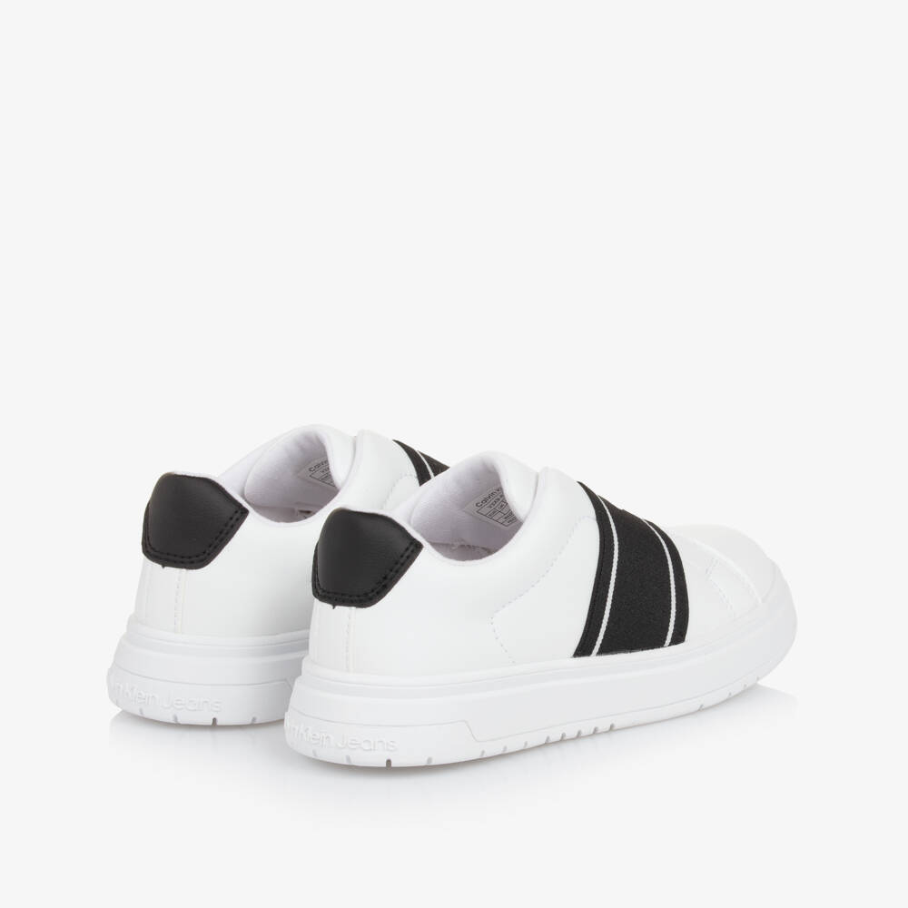 Calvin Klein-Boys' Sleek White Elastic Sneakers | Childrensalon Outlet